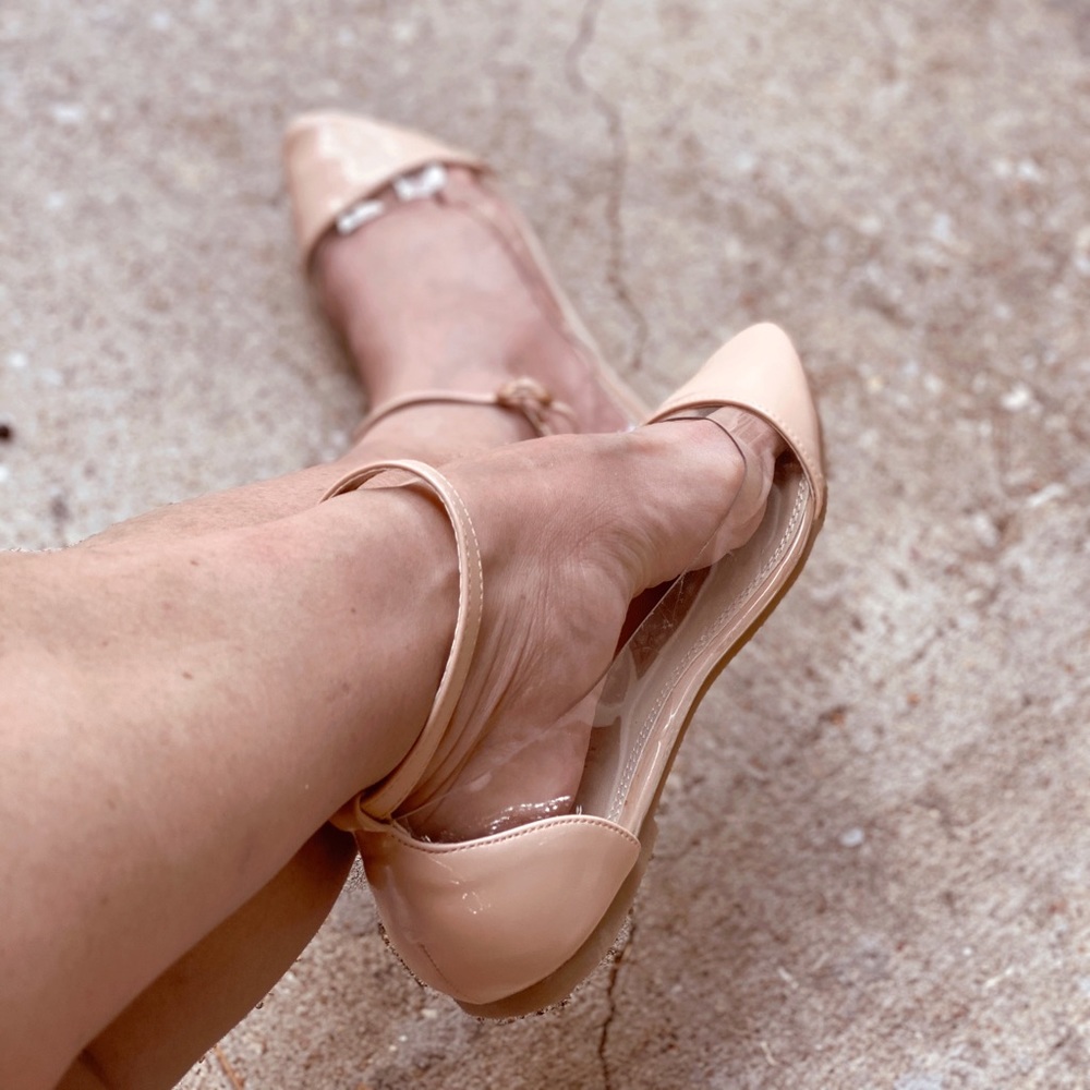 Nude Ankle Strap Flats